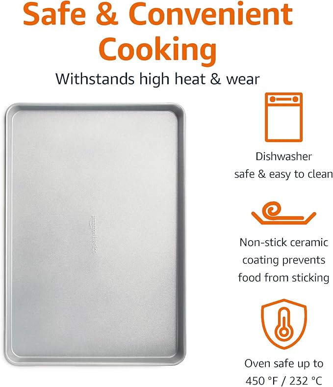 Amazon Basics Ceramic Nonstick Baking Sheet & Cooling Rack Set, Dishwasher Safe - Image 3