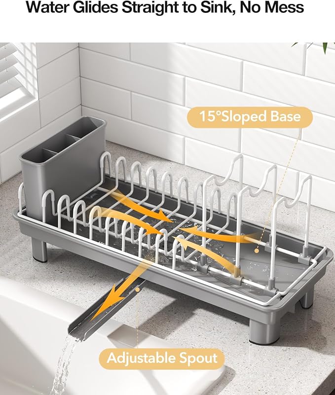 Dish Rack, Carbon Steel Small Dish Drying Rack Rustproof - Image 4
