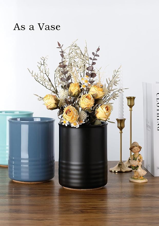 ABRUTY Utensil Holder, 6.7" Ceramic Kitchen Utensil Crock - Image 9