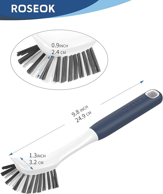 ROSEOK Dish Brush with Built-in Scraper, Kitchen Scrub Brush - Image 4