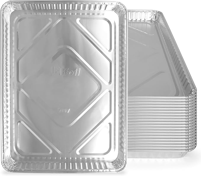 PLASTICPRO Aluminum Pans 100 Pack Disposable Cookie Sheets 13 x 17 Baking Pans by PLASTICPRO