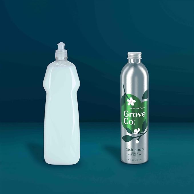Grove Co. Dish Soap Refills, 3 x 16 fl oz Refills, Apple & Pear Blossom | Plastic-Free; Removes Stuck on Food; USDA Biobased; 98% plant-based ingredients; Natural Fragrance