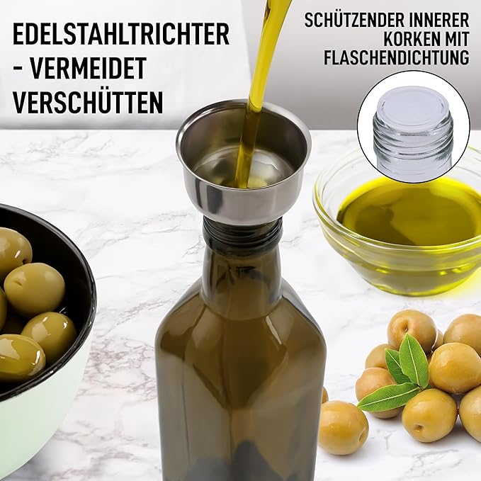 Zulay Kitchen Olive Oil Dispenser Bottle – 17oz Glass Oil Container - Image 3