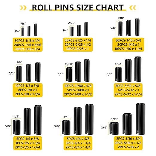274Pcs Roll Pins Assortment, 65Mn Steel Black Roll Pins - Image 5