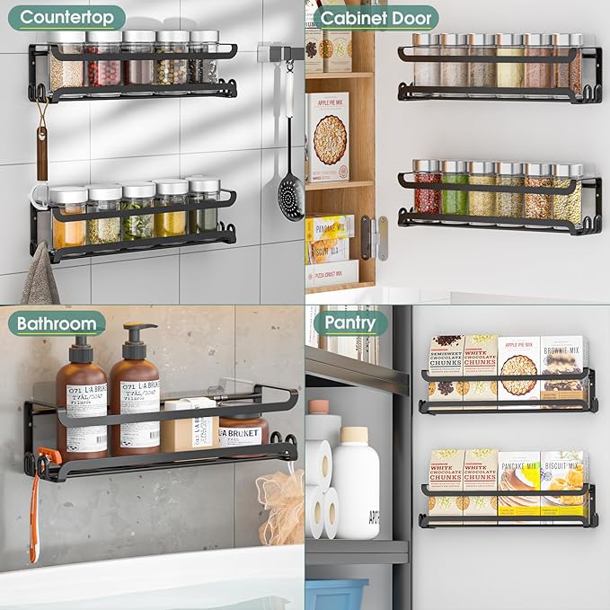 LUCYCAZ 4 Pack Wall Mounted Spice Rack - Image 8