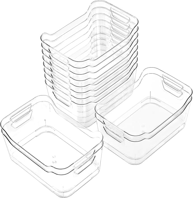 12 Pack Clear Plastic Storage Bins, Pantry Organizers and Storage, Plastic by Unknown
