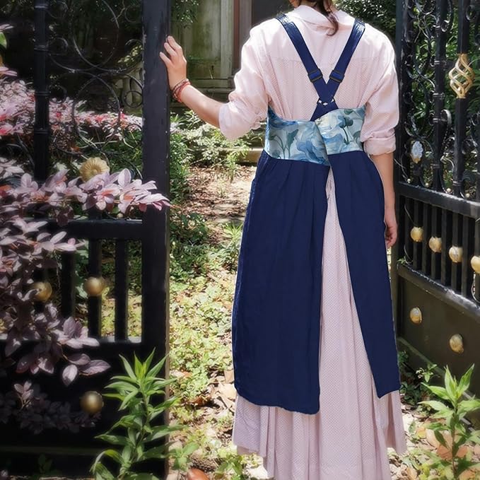 Uaussi Cotton Linen Apron Cross Back Work Apron - Image 3