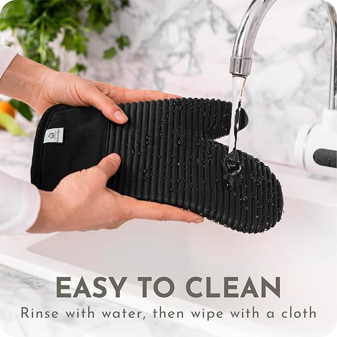 Extra Long Silicone Oven Mitts | Heat Resistant 500°F BPA-Free Food Grade - Image 6