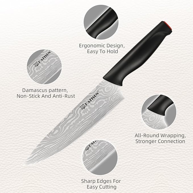 Damascus Pattern 15-Piece Kitchen Knife Set - Image 3