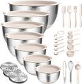 Wildone Mixing Bowls with Airtight Lids, with 3 Grater Attachments, Scale Mark by Wildone