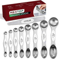 Magnetic Measuring Spoons Set of 9 Stainless Steel Dual-Sided Stackable by Nextop
