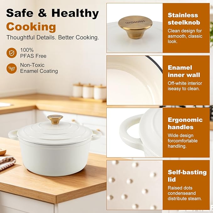 Enameled Cast Iron Dutch Oven - 7QT Pot - Image 6