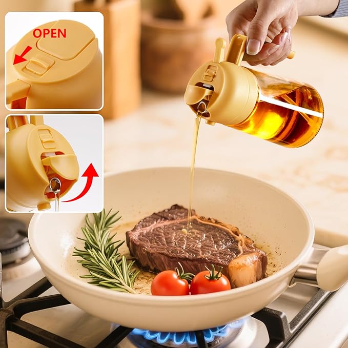 SWEET VIEW Oil Sprayer for Cooking, 16oz/470ml 2 In 1 Glass Olive Oil Sprayr & - Image 4