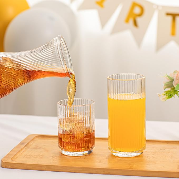 INSETLAN 1 Liter Ribbed Glass Carafe - Image 8