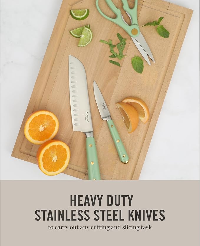 Martha Stewart 16-Piece Lockton High Carbon Stainless Steel Knife Block Set - Image 4
