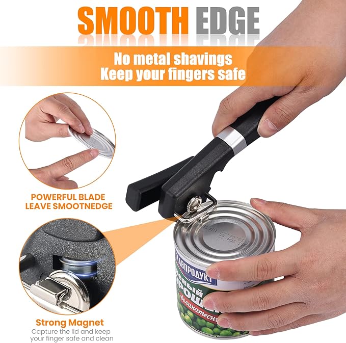 2 in 1 Safety Can Opener Manual Smooth Edge & Bottle Opener, - Image 3