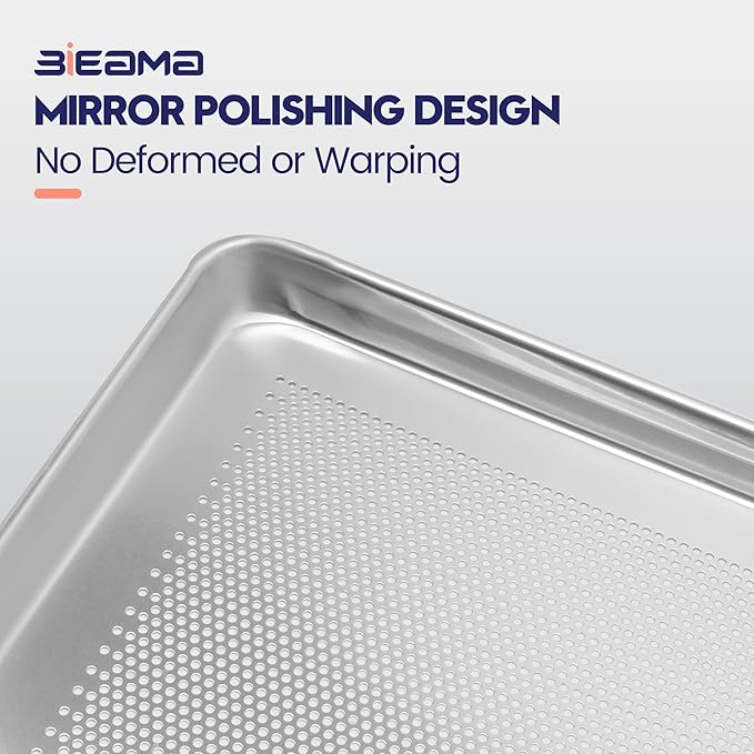 BIEAMA 12 Pack Half Size 18" x 13" Aluminum Baking Sheet Pan Perforated - Image 4