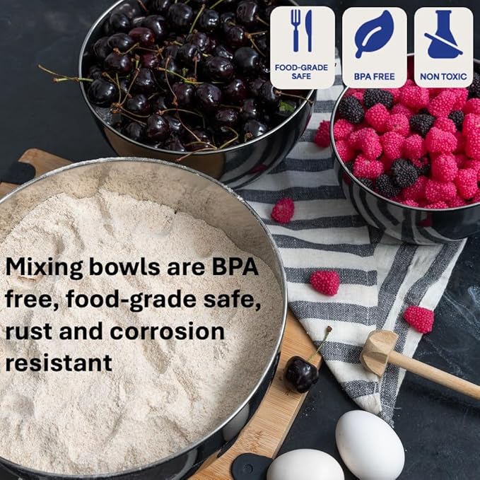 WHYSKO Stainless Steel Mixing Bowls Set of 3 - Image 5