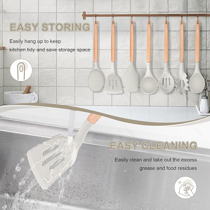 P&P CHEF Silicone Cooking Utensils Set, 8-Piece Kitchen Cooking Utensil - Image 7