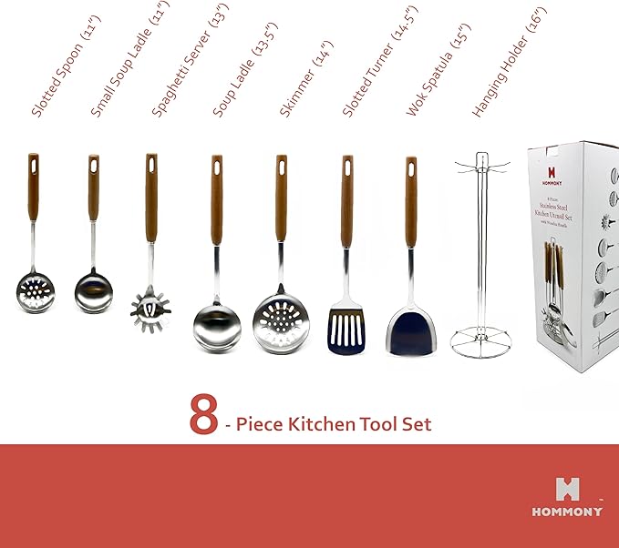 Cooking Utensils Set, 8-Piece 304 Stainless Steel Kitchen Tool Sets - Image 5