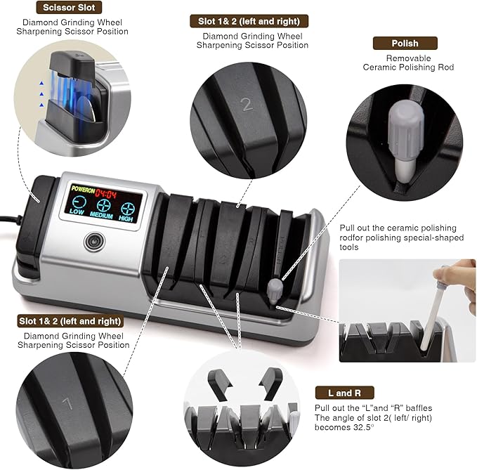 Silver Professional 3-Stage Electric Knife Sharpener - Image 5