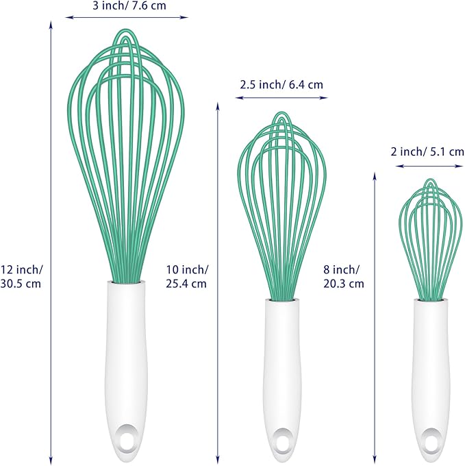 OYV Teal Silicone Whisk, Sealed Waterproof Design Set of 3, Professional - Image 6