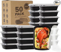 Ezalia 50 Pack- Meal Prep Containers 38oz, Plastic Food Prep Containers Reusable by Ezalia