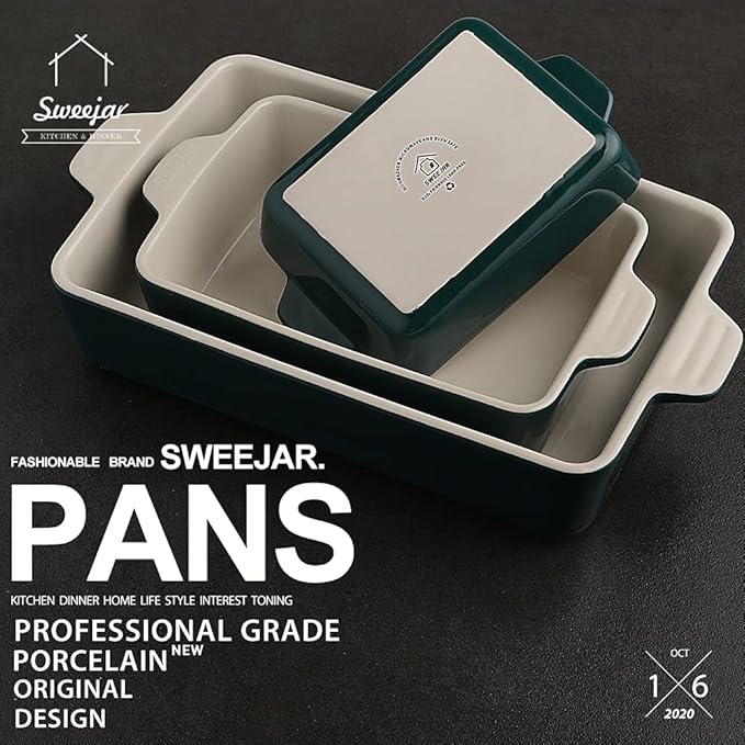 Sweejar Ceramic Bakeware Set, Rectangular Baking Dish Lasagna Pans - Image 2
