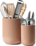 LE TAUCI Utensil Holder for Kitchen Counter, 7.3"+5.4" Fluted Ceramic Utensil by LETAUCI