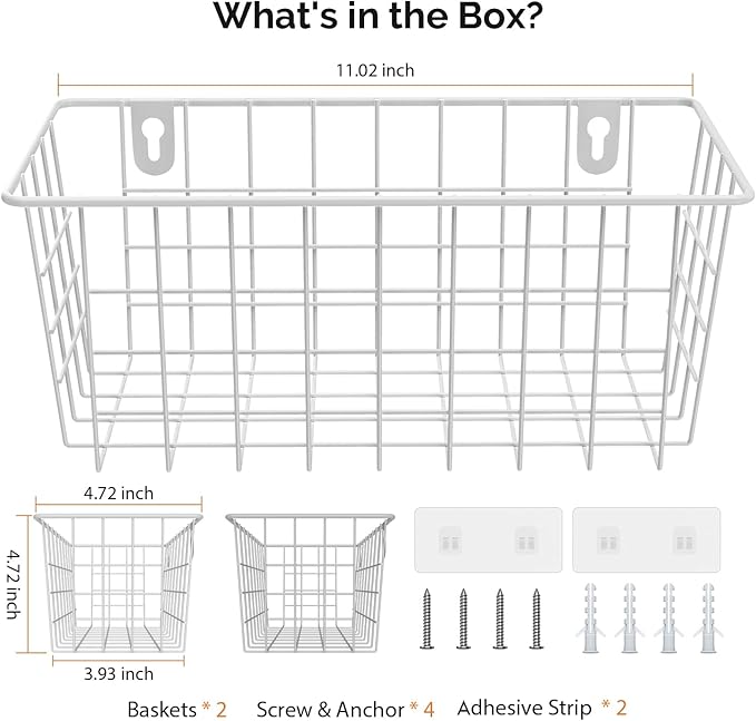 MaraFansie Hanging Wire Baskets Kitchen Storage Basket Adhesive and Screws - Image 7