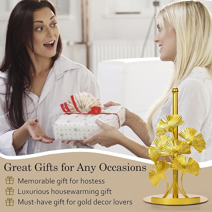 Vintage Gold Ginkgo Paper Towel Holder Countertop - Image 8