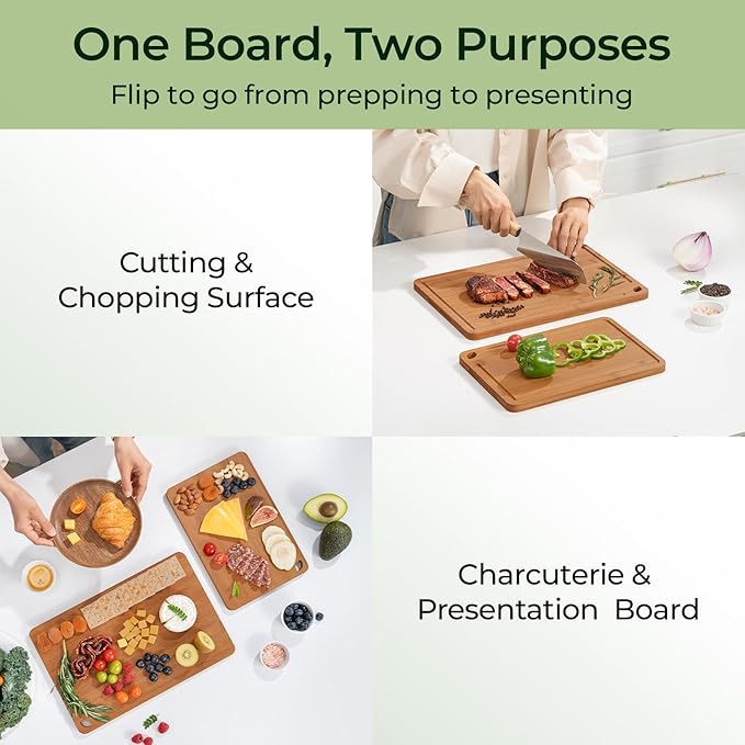 Keechee Butcher Block 2-Pcs Carbonized Bamboo Cutting Board Set - Image 3