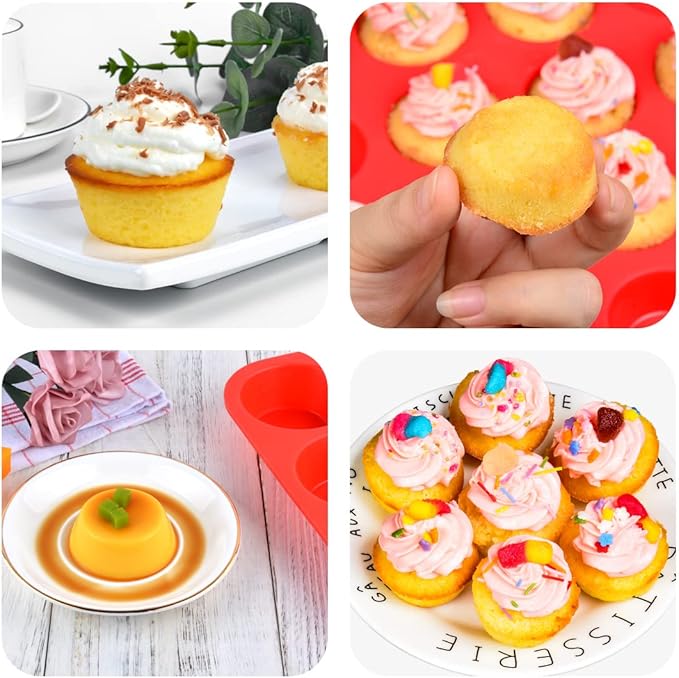 Silicone Muffin Pan, Mini Muffin Pan, Regular 12 Cups and Mini 24 Cups Cupcake - Image 8