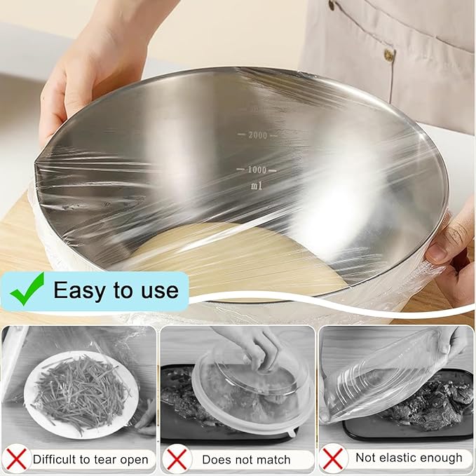 300pcs Plastic Bowl Covers Food Cover, Food Fresh Keeping Bags Elastic Reusable - Image 6