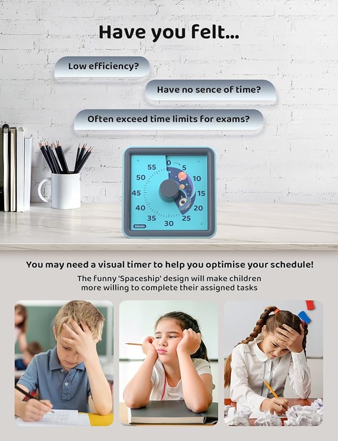 LIORQUE 60 Minute Visual Timer for Kids, Visual Countdown Timer for Classroom - Image 3