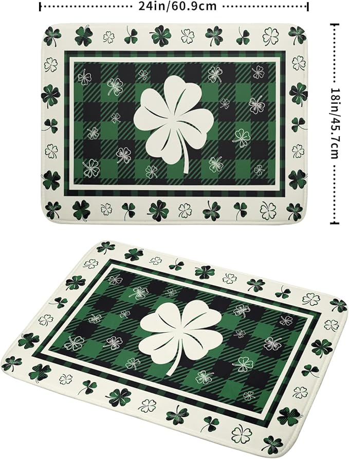 Giwawa Patrick Clovers Dish Drying Mat 18"x24" Lucky Shamrock Spring Leaf Dish - Image 2