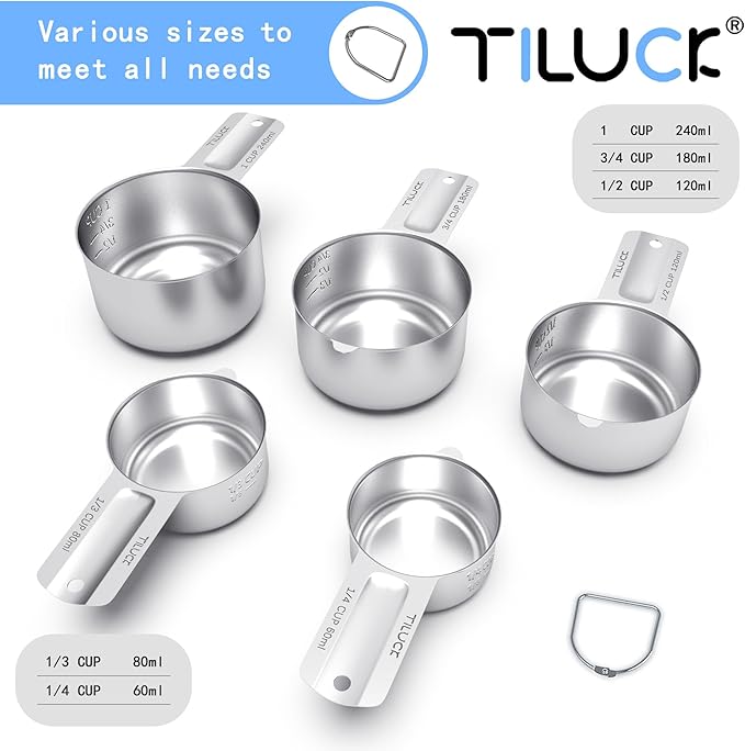 TILUCK Stainless Steel Measuring Cups Set, Kitchen Gadgets - Image 2