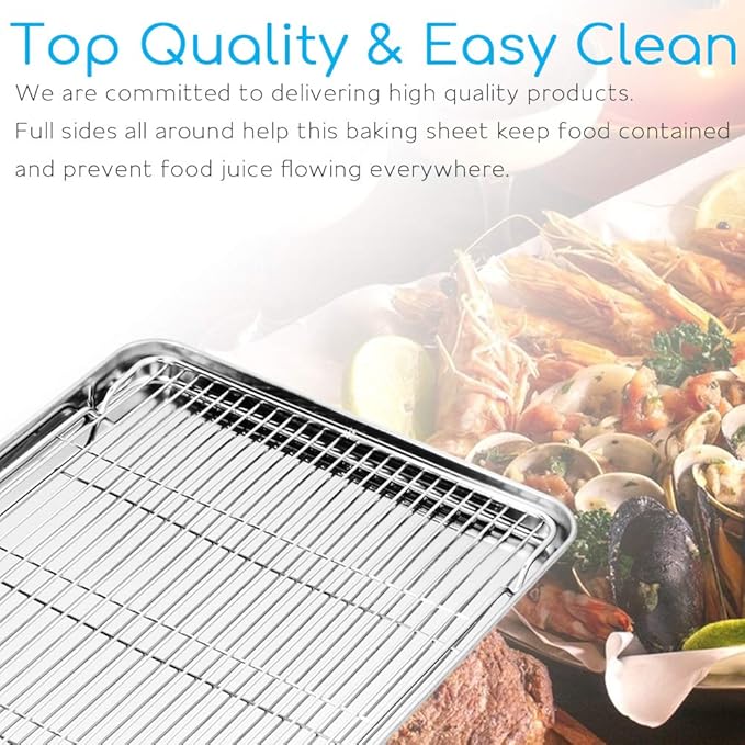 Cookie Sheet and Cooling Rack Set, 16 inch Stainless Steel Baking Pan - Image 6
