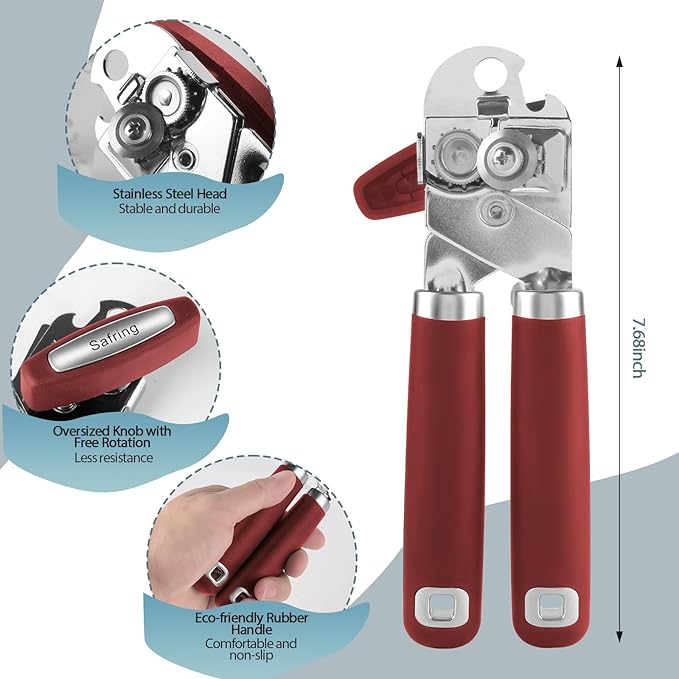Safring Can Opener Manual, Heavy Duty Handheld Strong Can Opener - Image 2