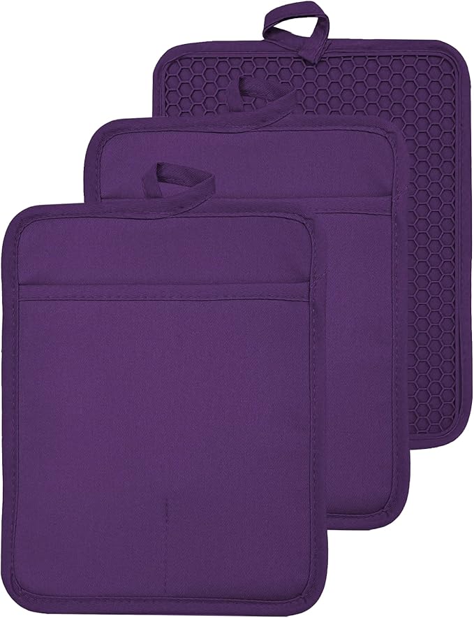 Oven Pot Holder with Pocket Cotton Heat Resistant Coaster Potholder Kitchen Hot by VEIKERY