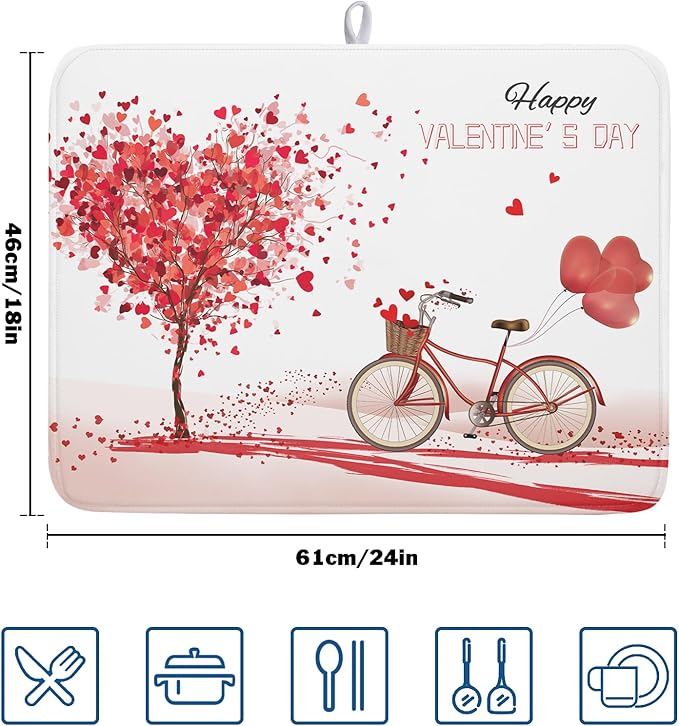 Romantic Valentine's Day Dish Drying Mat - Image 2