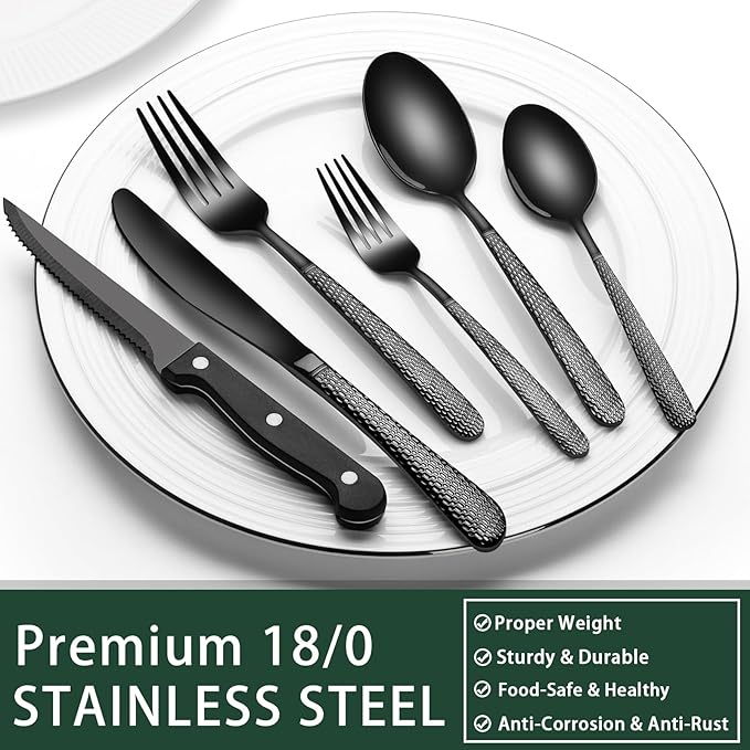 EWFEN 24-Piece Black Silverware Set - Image 5