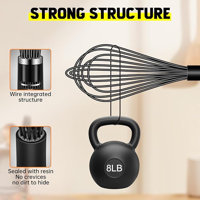 HOTEC 4 Pieces Silicone Whisks Set, Wire Balloon Whisks Egg Beater, Non-slip - Image 6