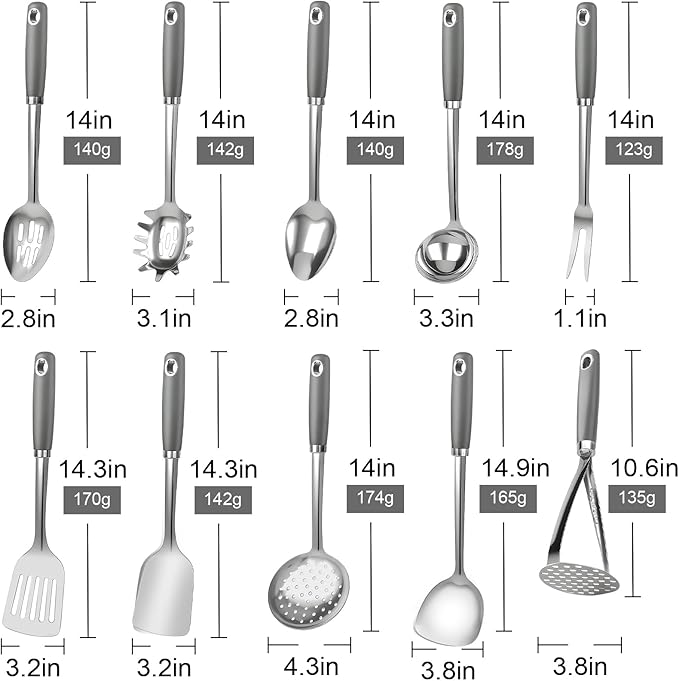 10 Piece Stainless Steel Cooking Utensils Set - Image 7