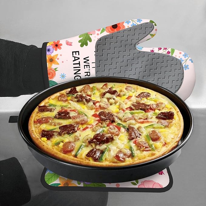 Funny Oven Mitts & Pot Holder Set, Heat Resistant Silicone Oven Mitts, Humorous - Image 8