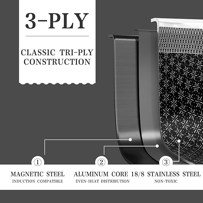 VONIKI Hybrid Tri-ply Stainless Steel Cookware Set, Pots And Pans Set Non Stick - Image 5
