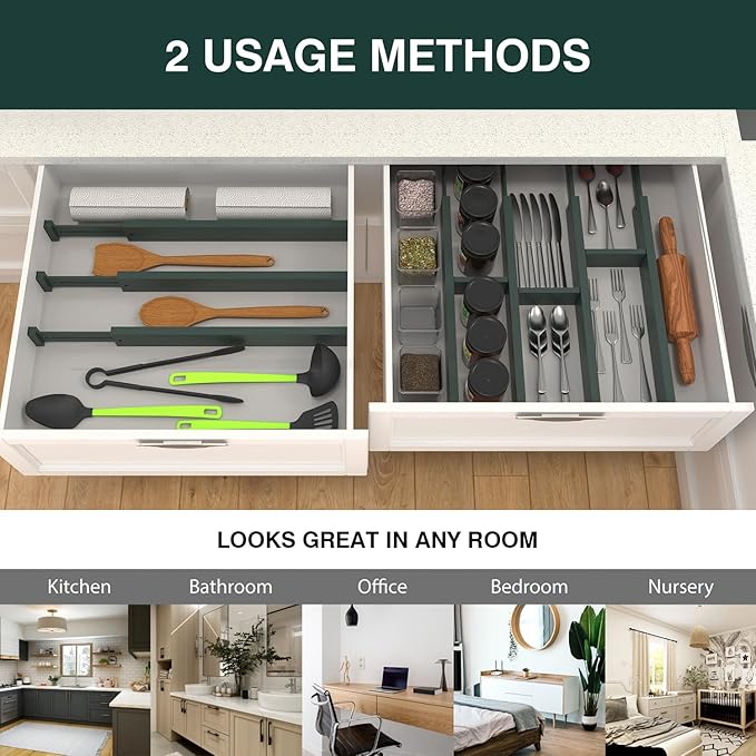 ANTOWIN Expandable Bamboo Drawer Dividers Organizers, Drawer Separators Splitter - Image 7