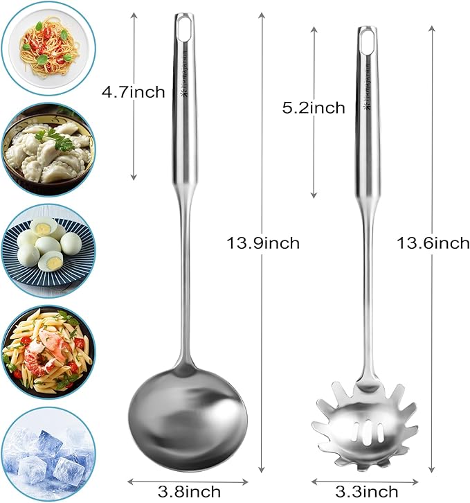 Stainless Steel Soup Ladle and Spaghetti Spoon Set - Image 5