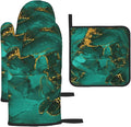 Turquoise Marble Oven Mitts and Pot Holders Sets of 3 Emerald Dark Green Hot by Unknown