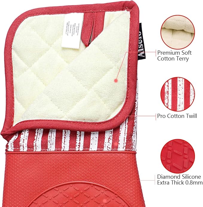 Alselo Silicone Oven Mitts Heat Resistant 932℉ - Image 5